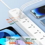 چندراهی برق هوشمند LDNIO مدل SC5319 با 5 پریز و 3 پورت USB (PD 20W + QC 3.0) - تصویر 5